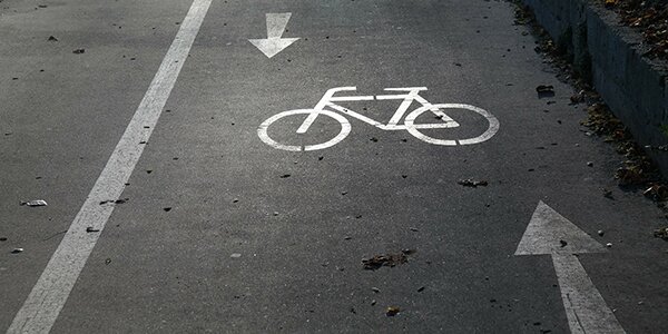 Graphic symbol of a bicycle on the bicycle path